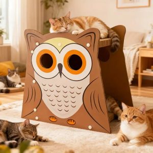 owl shaped double layer cat scratching house 11