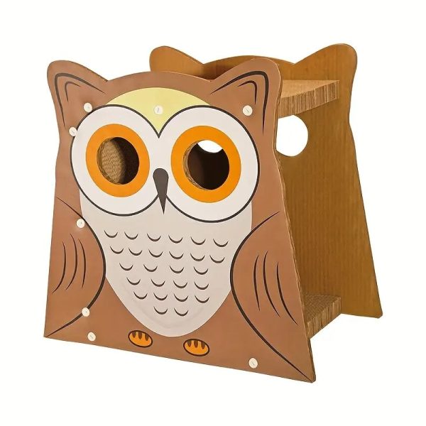owl shaped double layer cat scratching house 12