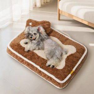 plush color blocked creative bolster pet bed 11