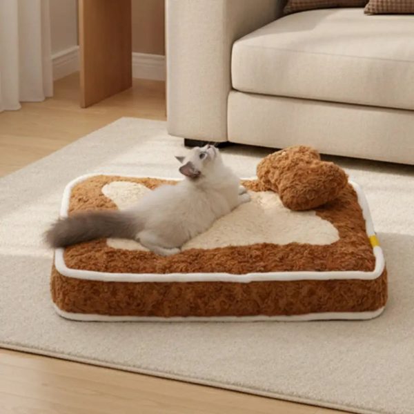 plush color blocked creative bolster pet bed 18