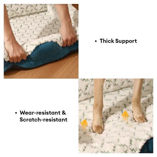 plush contrast jacquard neck support fashion pet bed 16