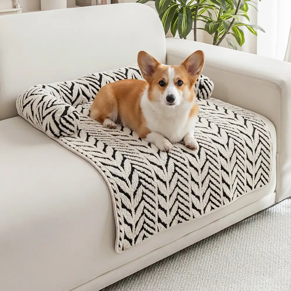 plush leaf jacquard non slip pet mat pet bed 11
