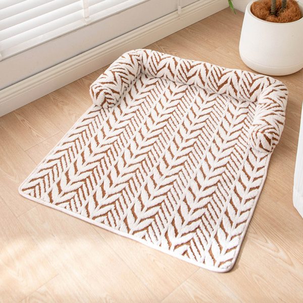 plush leaf jacquard non slip pet mat pet bed 18