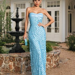 rhoxane strapless scale lace maxi dress 11