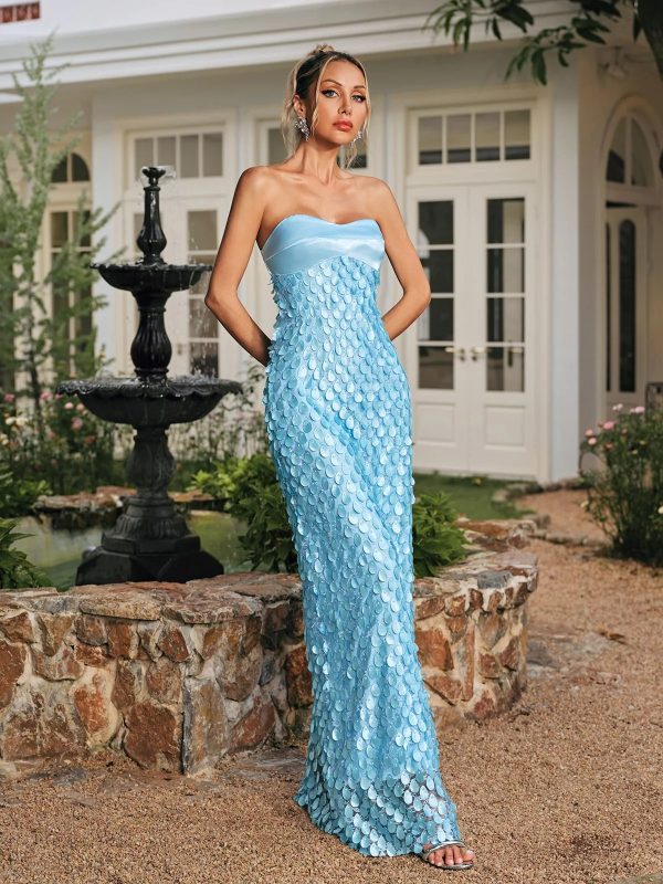 rhoxane strapless scale lace maxi dress 13