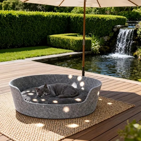 soft plush round felt pet bed with removable cushion 12