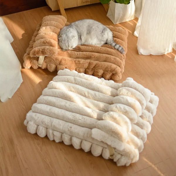 softness faux rabbit fur warming pillow pet bed 15