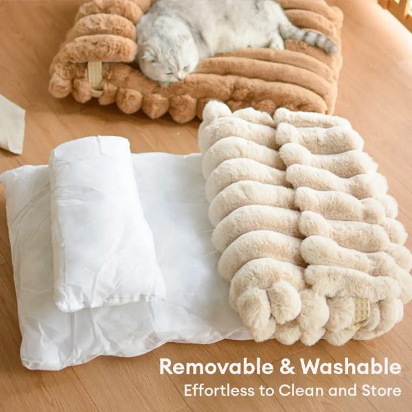 softness faux rabbit fur warming pillow pet bed 23