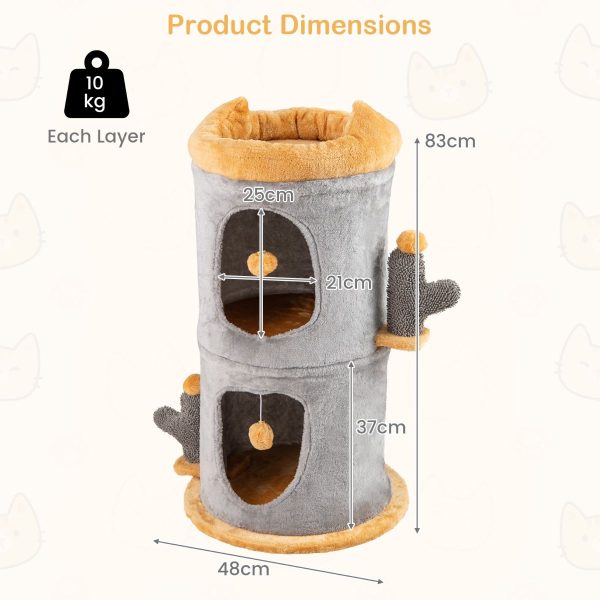 cat tree tower with cozy condos & plush dangling balls 18
