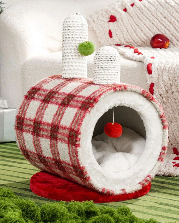 christmas cozy enclosed cat bed 12