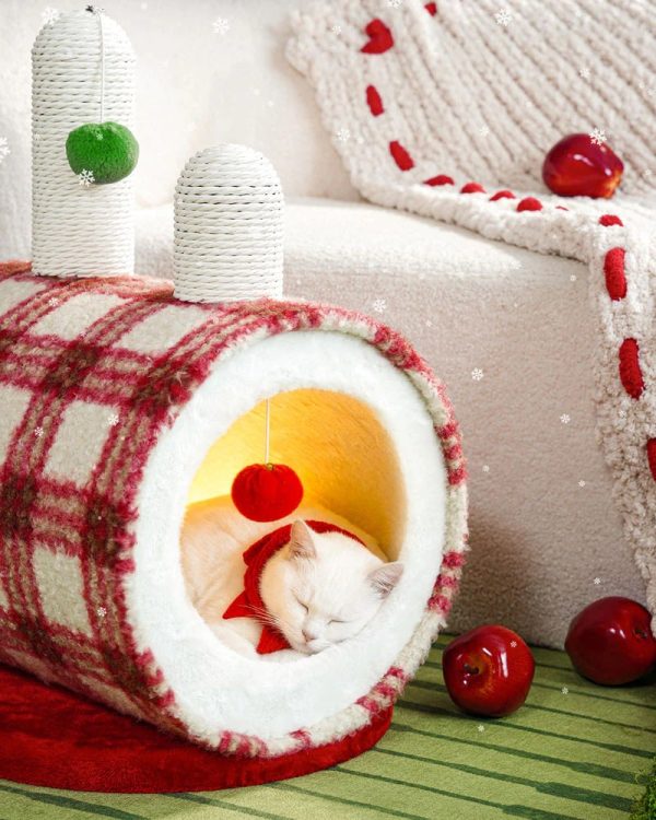 christmas cozy enclosed cat bed 13