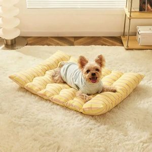 color blocked striped breathable double sided soft pet mat 11