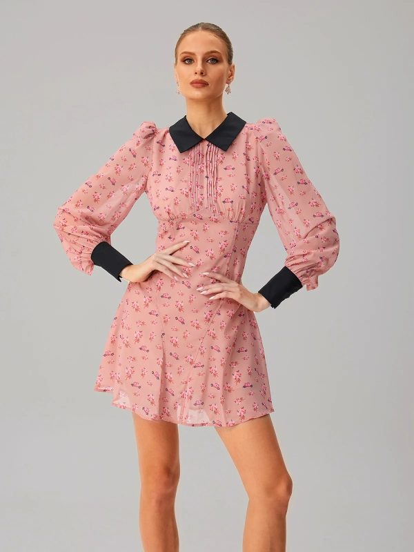 jetquasar folded collar floral mini dress 12