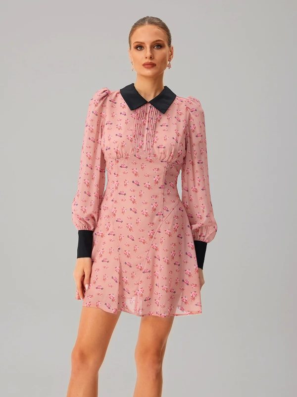 jetquasar folded collar floral mini dress 13
