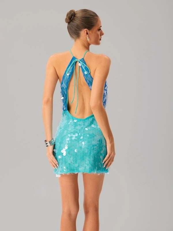 jitterix halterneck cutout sequin mini dress 16