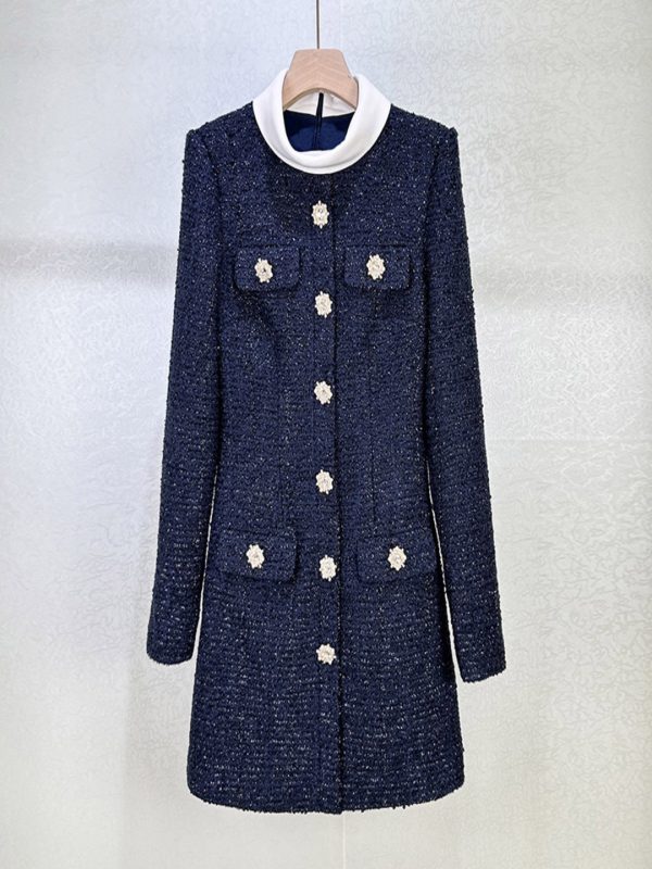 ksenya gold button long sleeve tweed mini dress 14