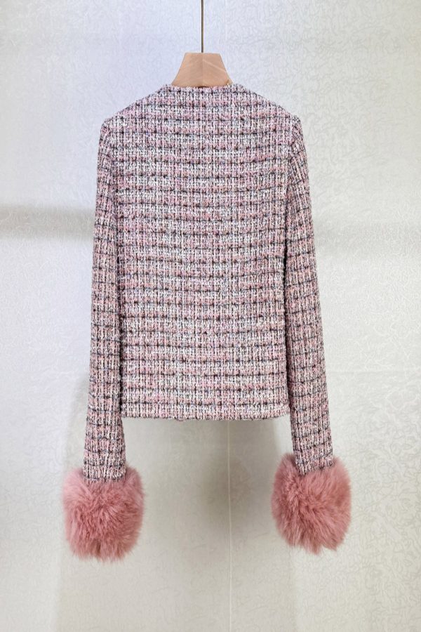 leira tweed faux fur jacket 16