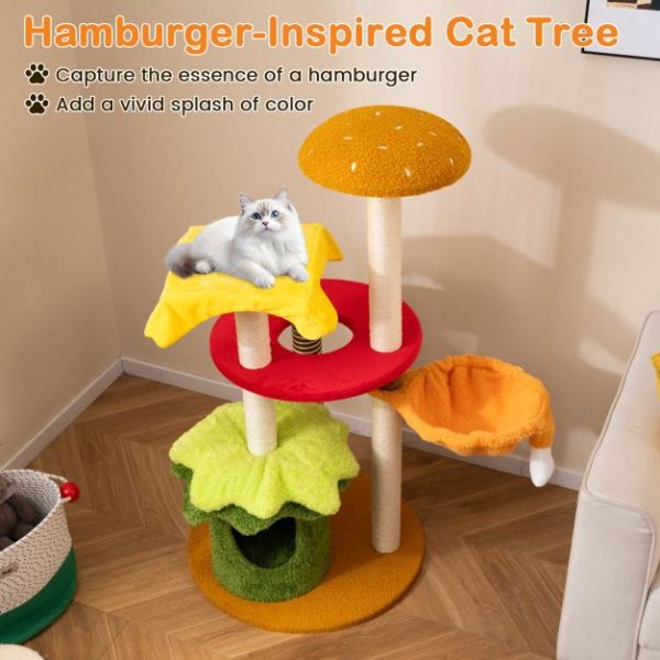 multi level hamburger inspired cat tree 13