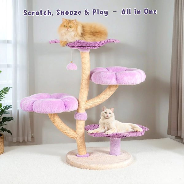 purple woven flower cat tree 17