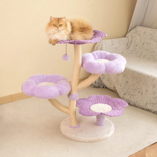 purple woven flower cat tree 23