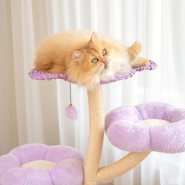 purple woven flower cat tree 24