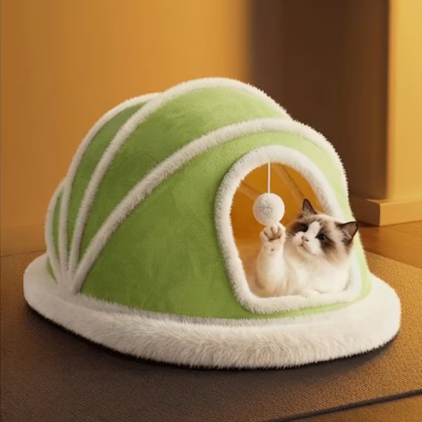 winter soft plush cozy cave cat house 12