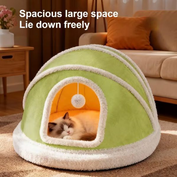 winter soft plush cozy cave cat house 20