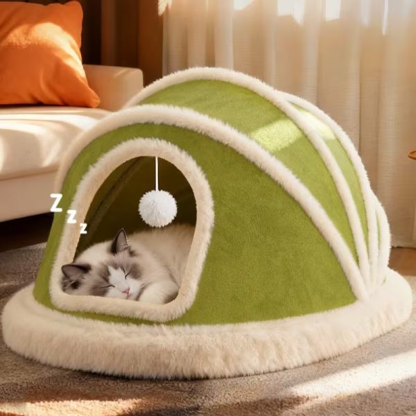 winter soft plush cozy cave cat house 22