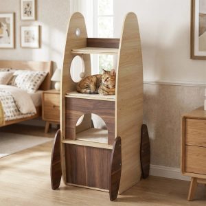 47 modern wooden rocket shaped cat tree 11 47 modern wooden rocket shaped cat tree 11