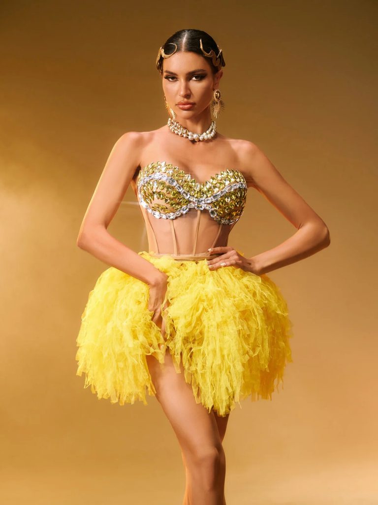 dakan strapless corset tulle skirt set 11