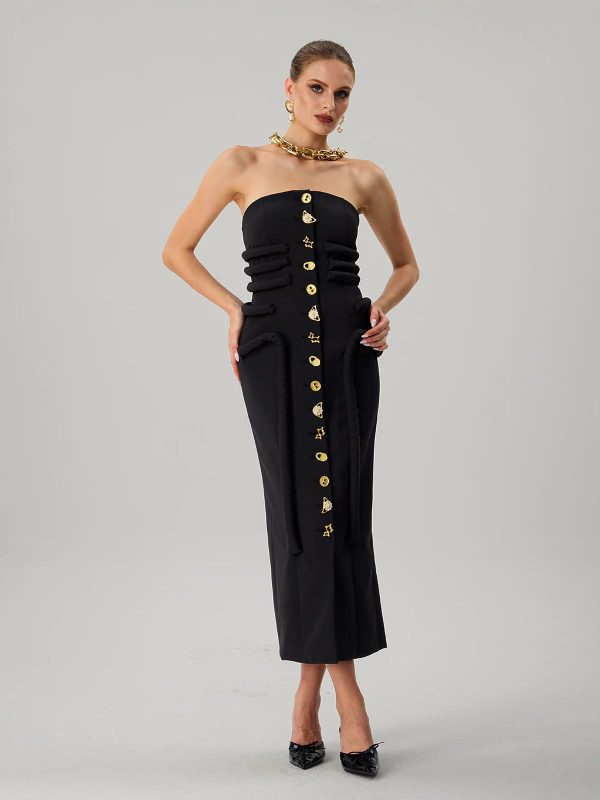 faridun strapless button maxi dress 12