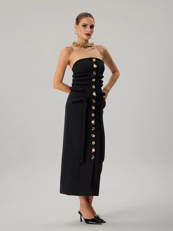 faridun strapless button maxi dress 15
