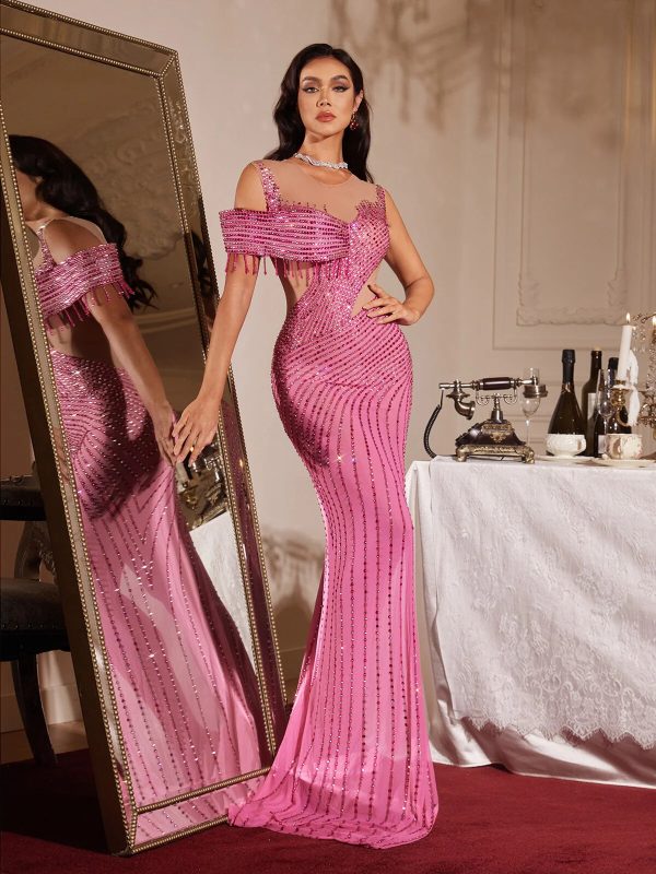 finbarr rhinestone mesh split maxi dress 12