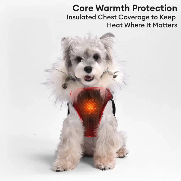 fur trim hooded warm dog coat with leash buckle 18