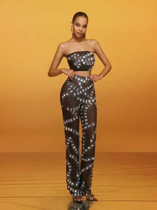 latika rhinestone mesh pants set 13
