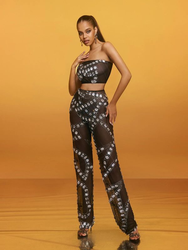 latika rhinestone mesh pants set 15