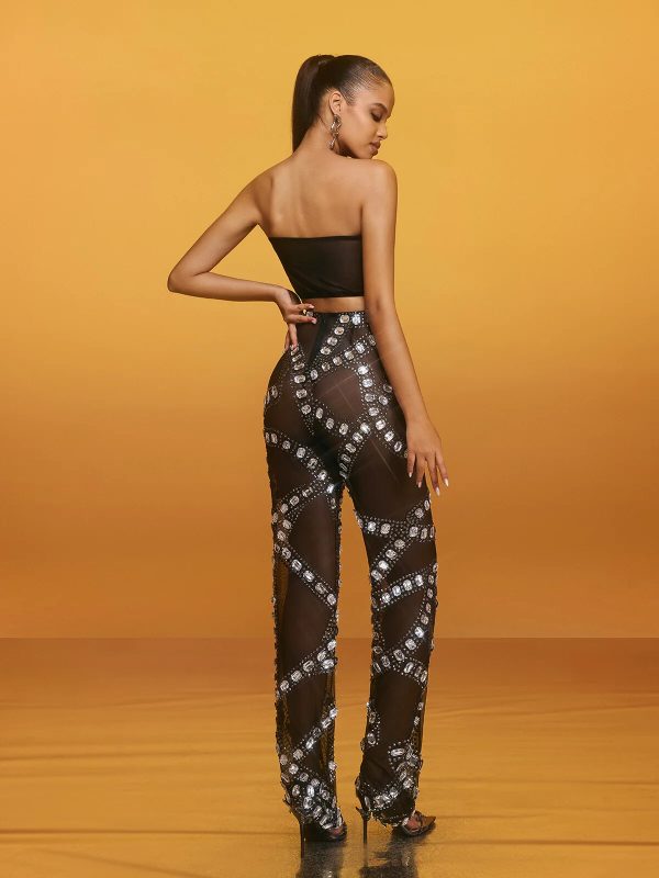 latika rhinestone mesh pants set 16