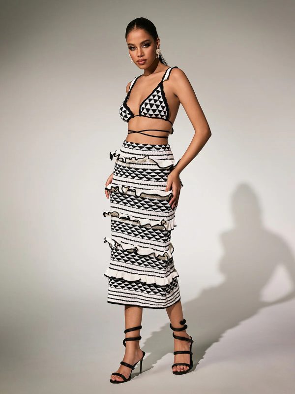 panther ruffle knitted skirt set 14