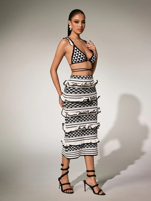 panther ruffle knitted skirt set 15