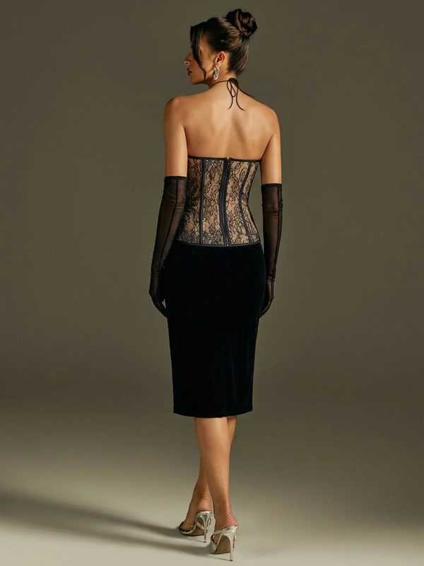 subductix halterneck corset lace midi dress 13
