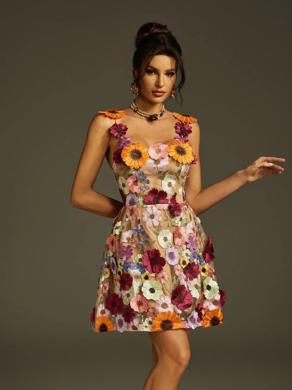zorvath spaghetti flower mini dress 13