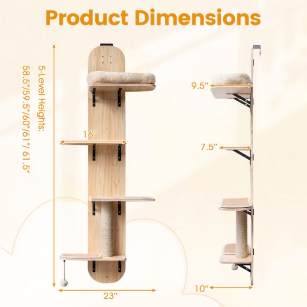 4 level wooden door hanging cat climber 19