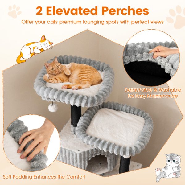 62 soft flannel covering cat tree with scratching posts 14
