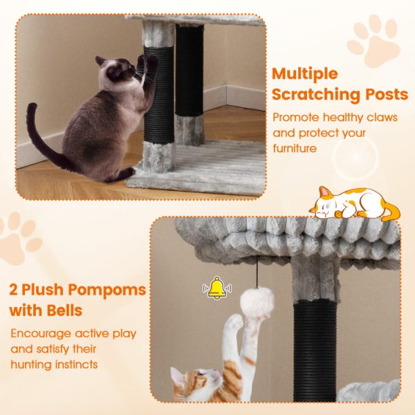 62 soft flannel covering cat tree with scratching posts 16