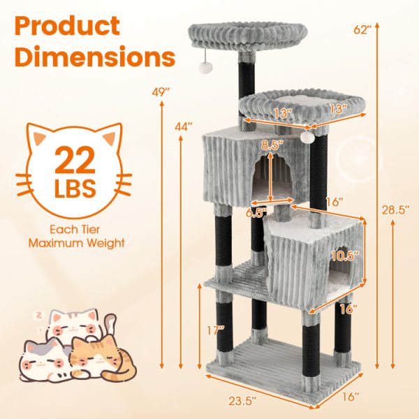 62 soft flannel covering cat tree with scratching posts 18