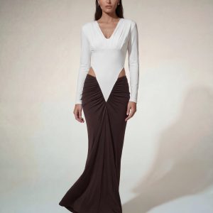alvilde plunge neck ruched maxi dress 11