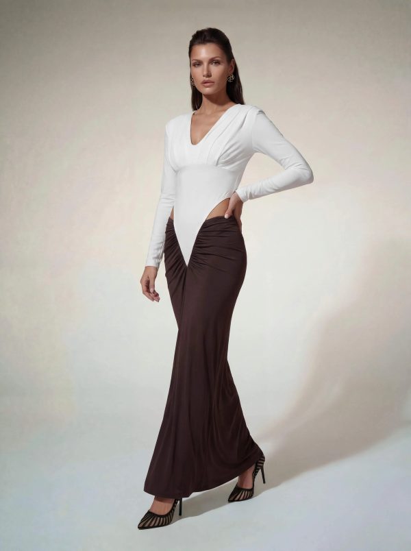 alvilde plunge neck ruched maxi dress 14