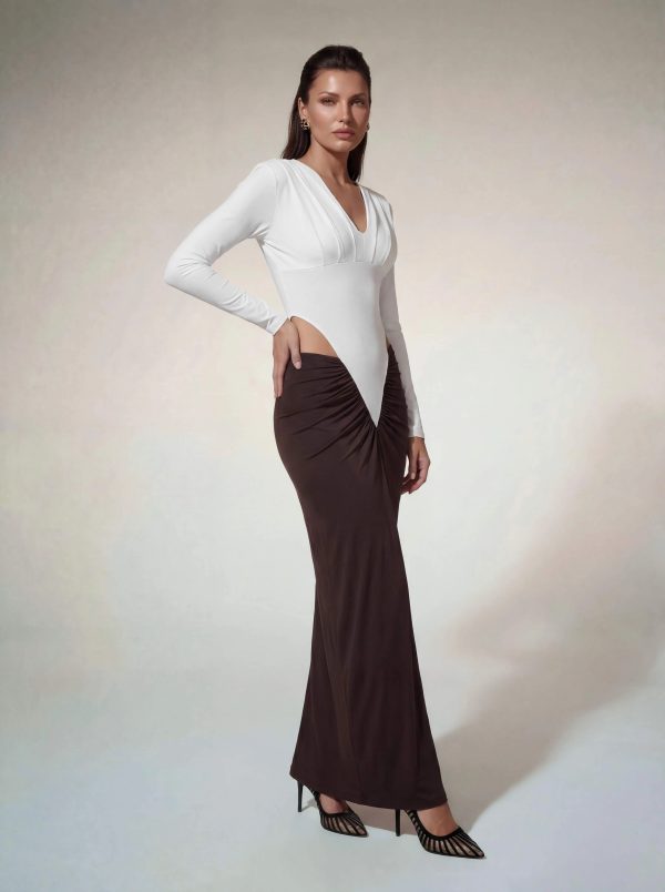 alvilde plunge neck ruched maxi dress 15
