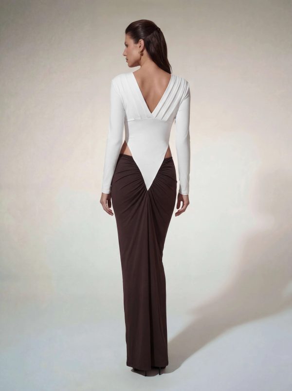 alvilde plunge neck ruched maxi dress 16