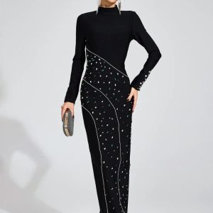 echo sequined maxi dress in black 11